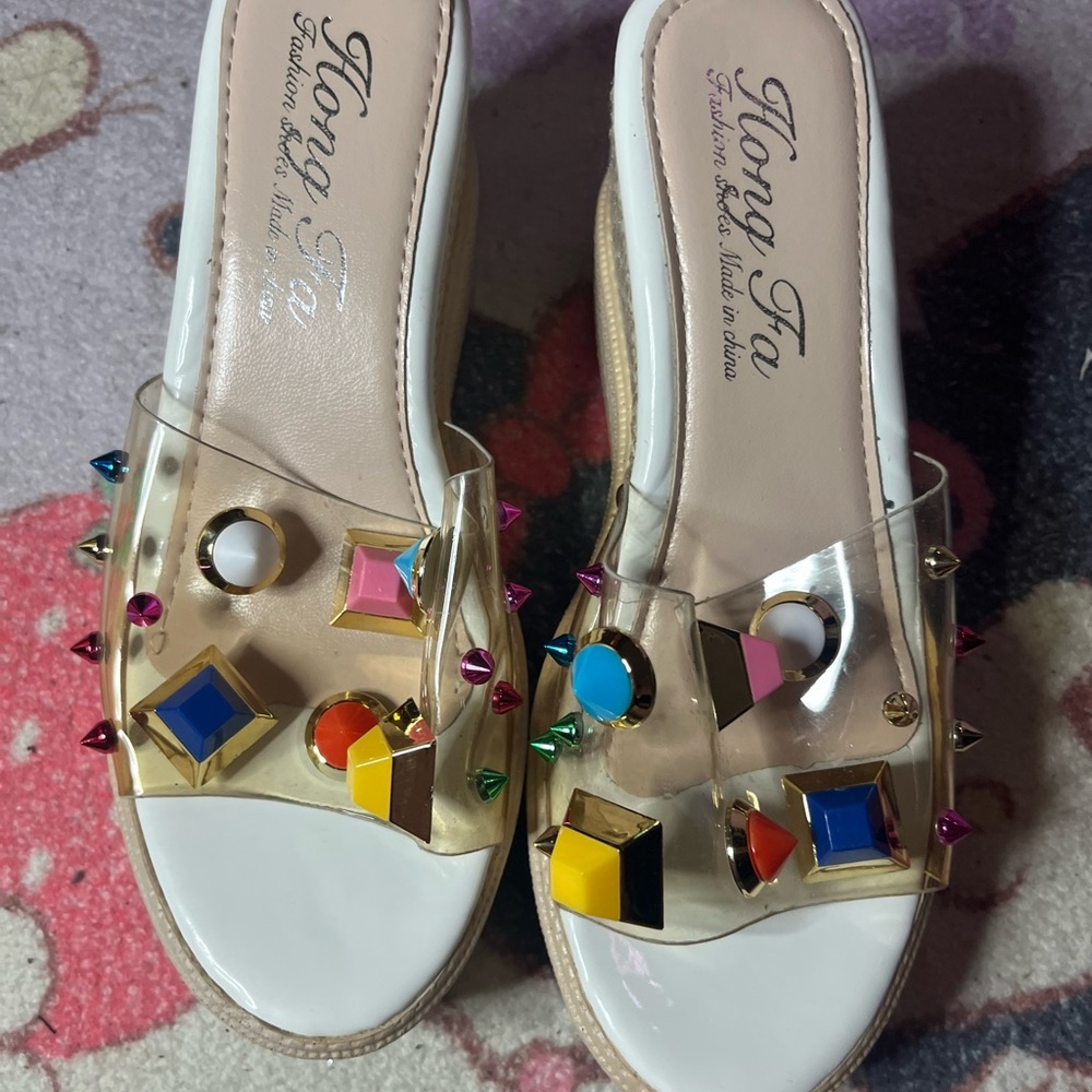 Source Unknown Multicolor Embellished Sandals - image 1